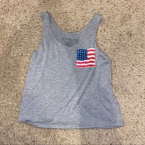 Gray tank with flag pocket size XS from Target.